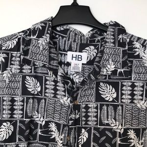 🔘 XXL tall black and white Hawaiian shirt 🔘